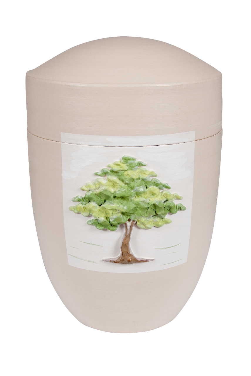 Urne 119 Keramik, mit Baum Motiv