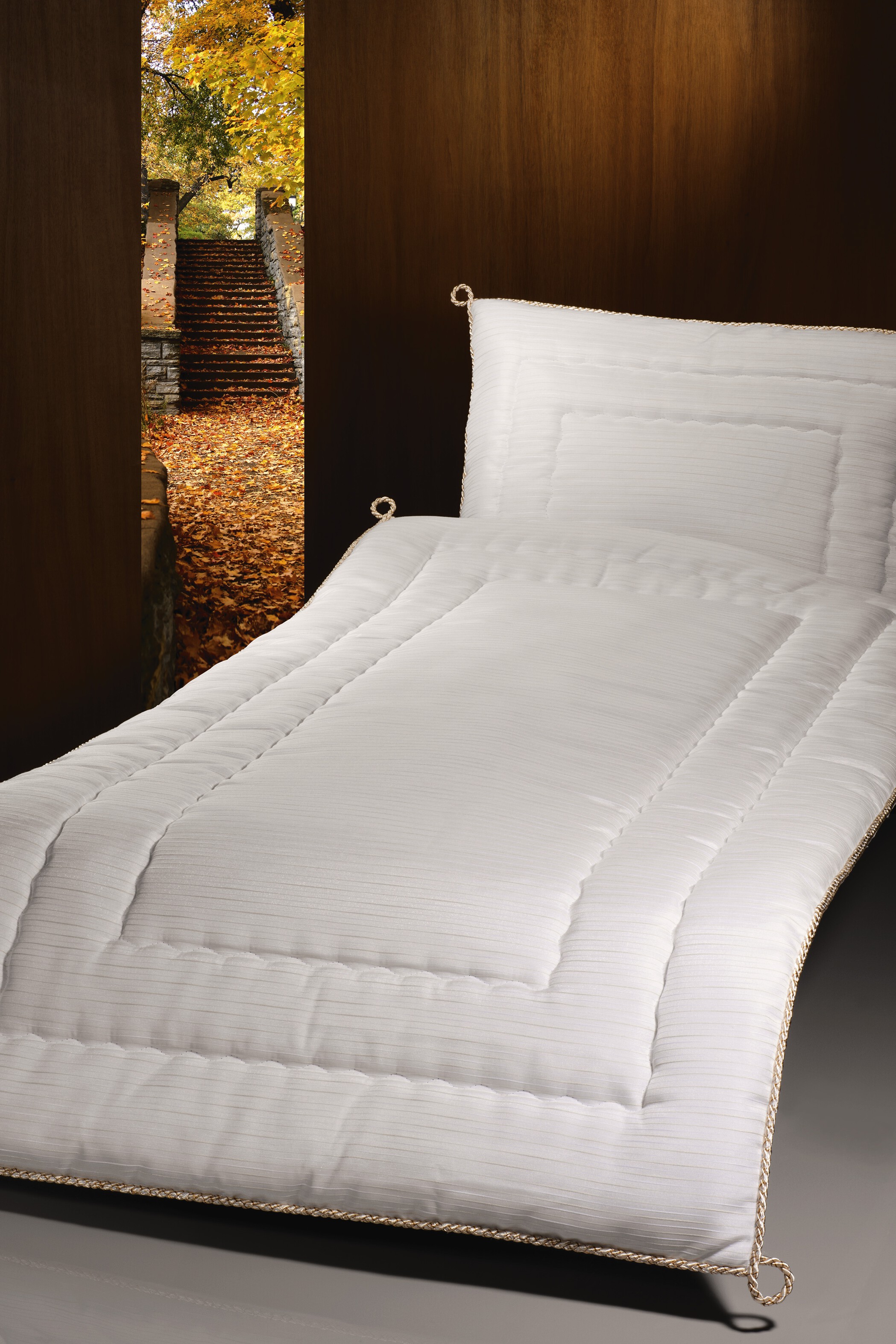 Deckengarnitur 01420 Limmerick, dezent gestreift, beige Kordel