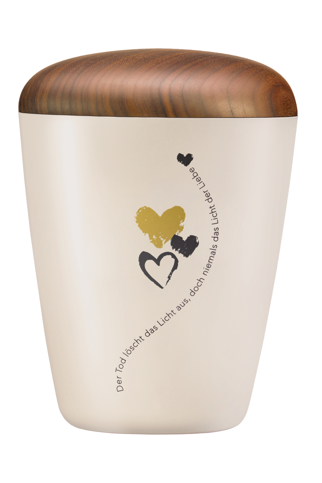 Urne 26744 crèmeweiß, Holzdeckel Nussbaum