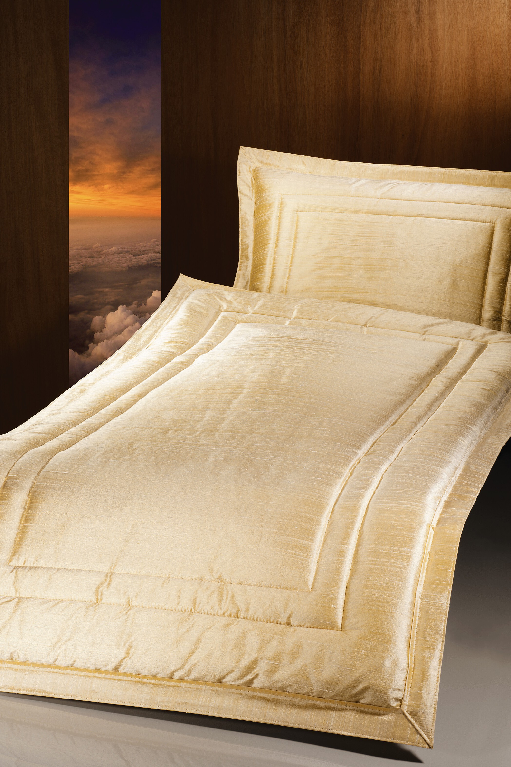 Deckengarnitur 110 Naturseide champagner, Steg