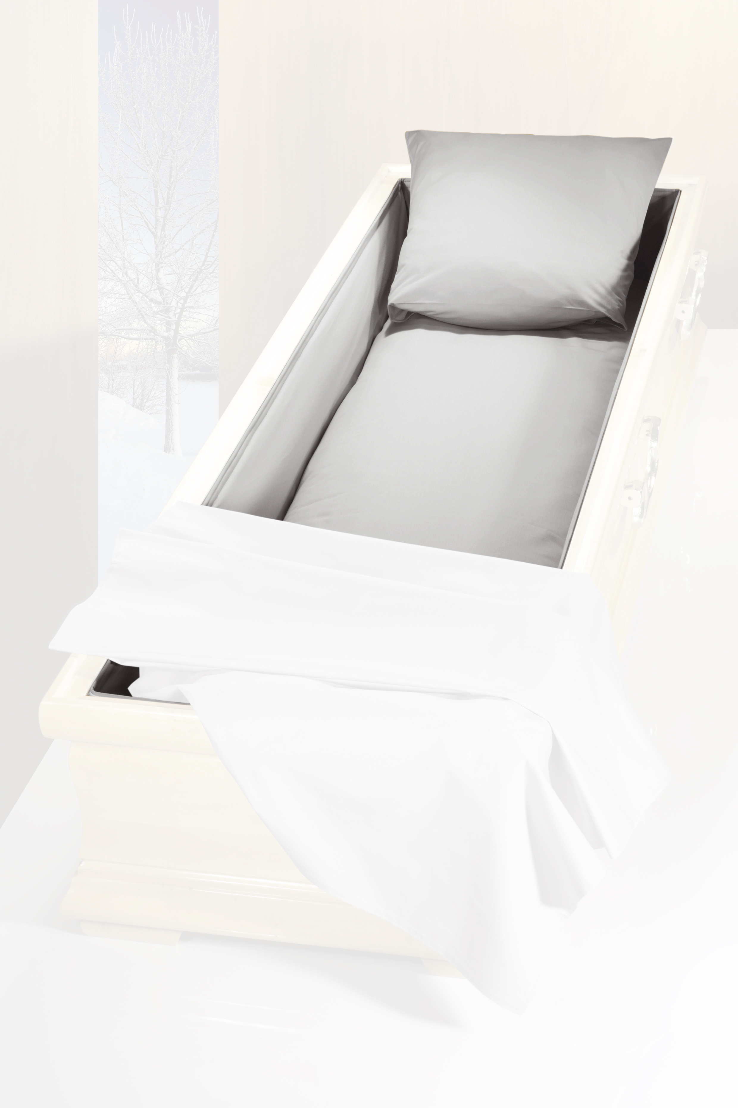 Sarginnenauskleidung 1490 silbergrau Kissen, Seitenstreifen und Mittelteil