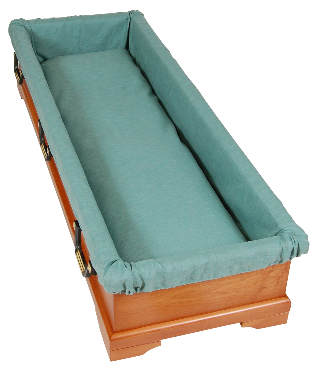 Sarginnenauskleidung Leinen waldgrün 160 x 290 cm mit Jutebandverschnürung