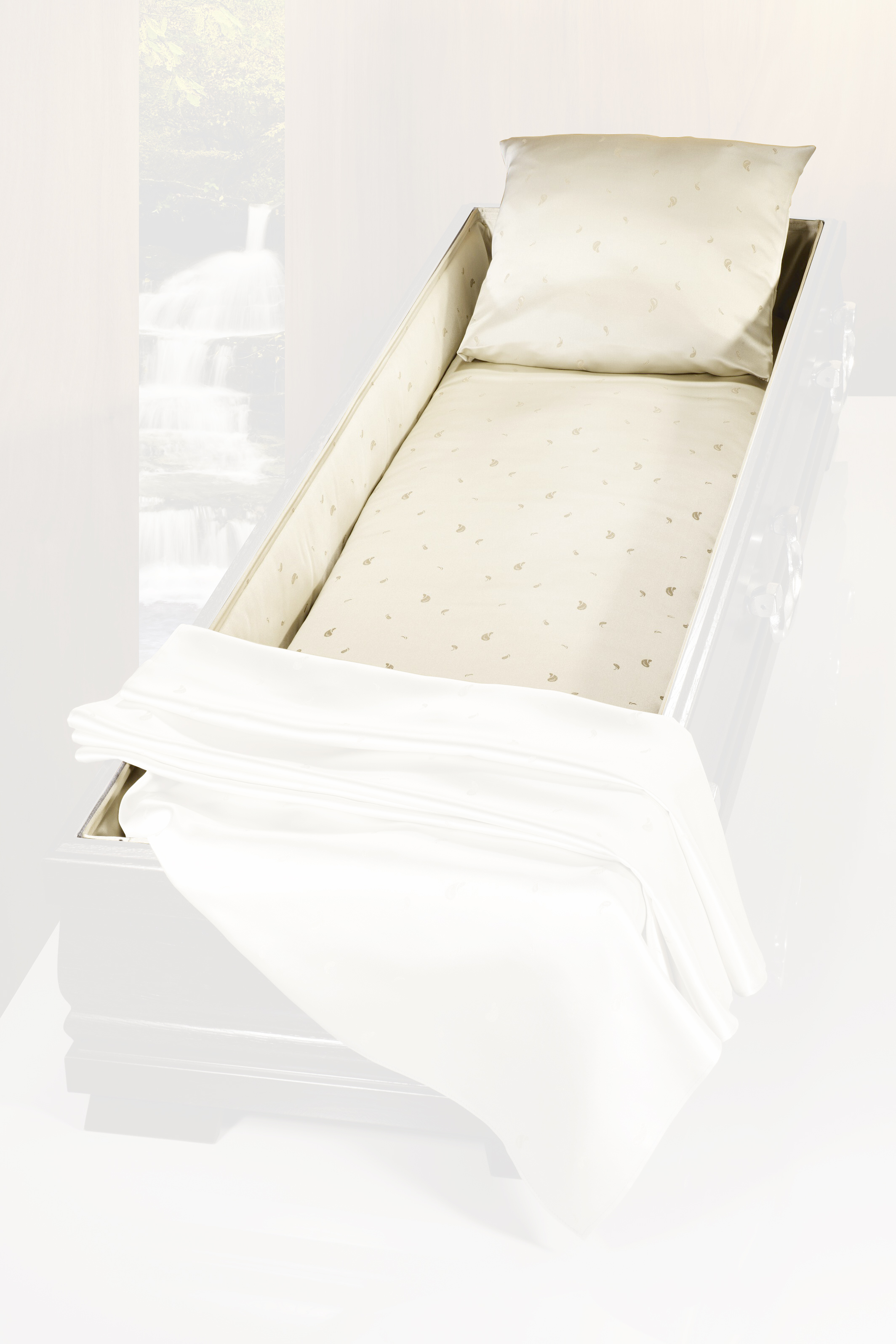 Sarginnenauskleidung 1270 beige, Kopfkissen, Seitenstreifen und Mittelteil