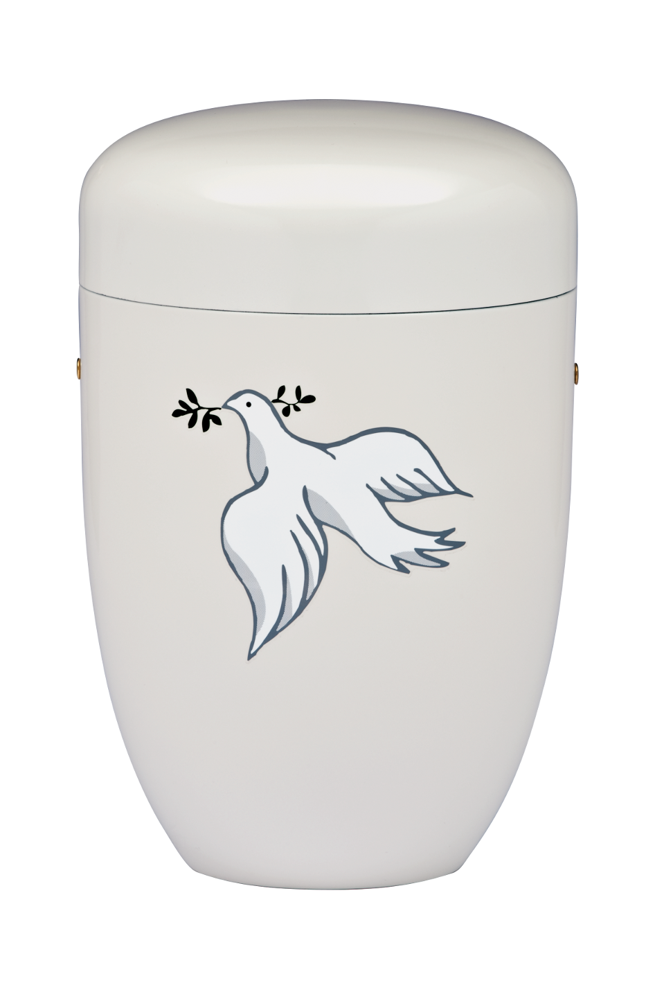 Urne 3711, Stahl, altweiß, Dekor „Taube“