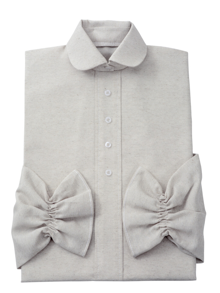 Damenkleid Nr. 409 Baumwolle natur, zeitgemäßer Rundkragen