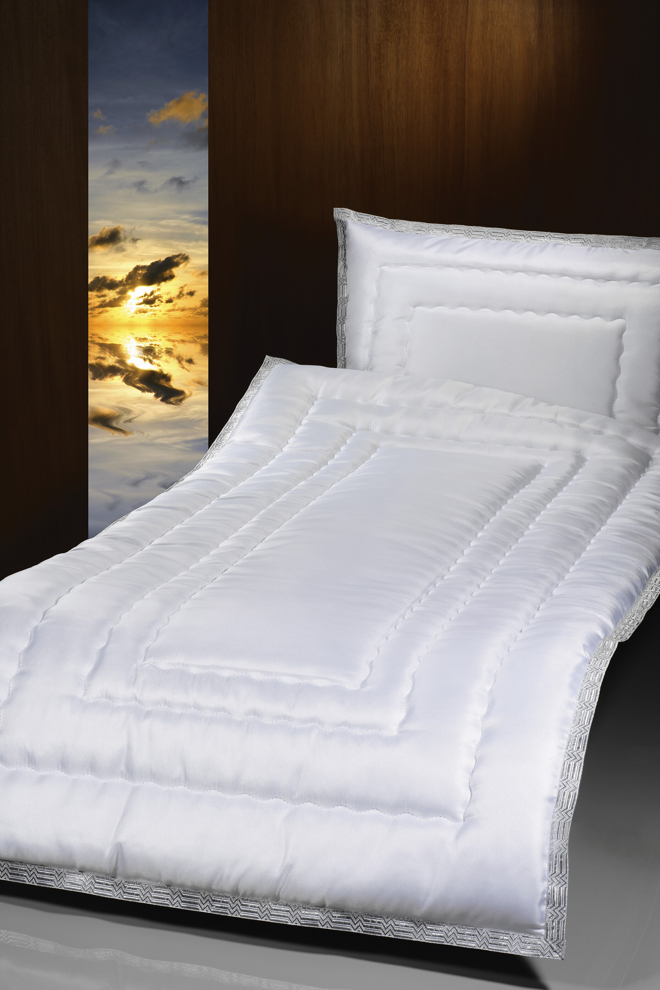 Deckengarnitur 154 Eiskrepp weiss, Litze