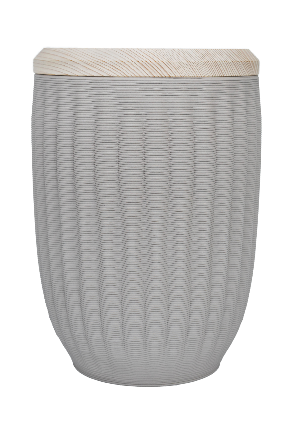 Urne Nr. 77211 Keramik, grau, Struktur: Welle 3D-Druck, Deckel Tanne