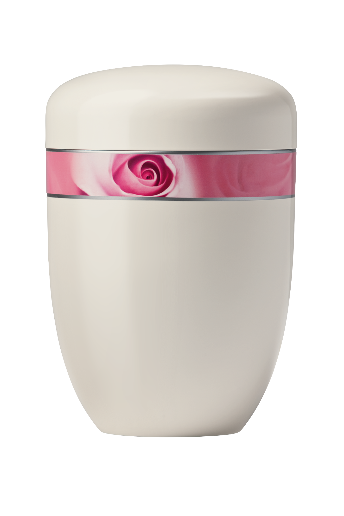 Urne 25-3817 crèmeweiß, Dekorband Rosen