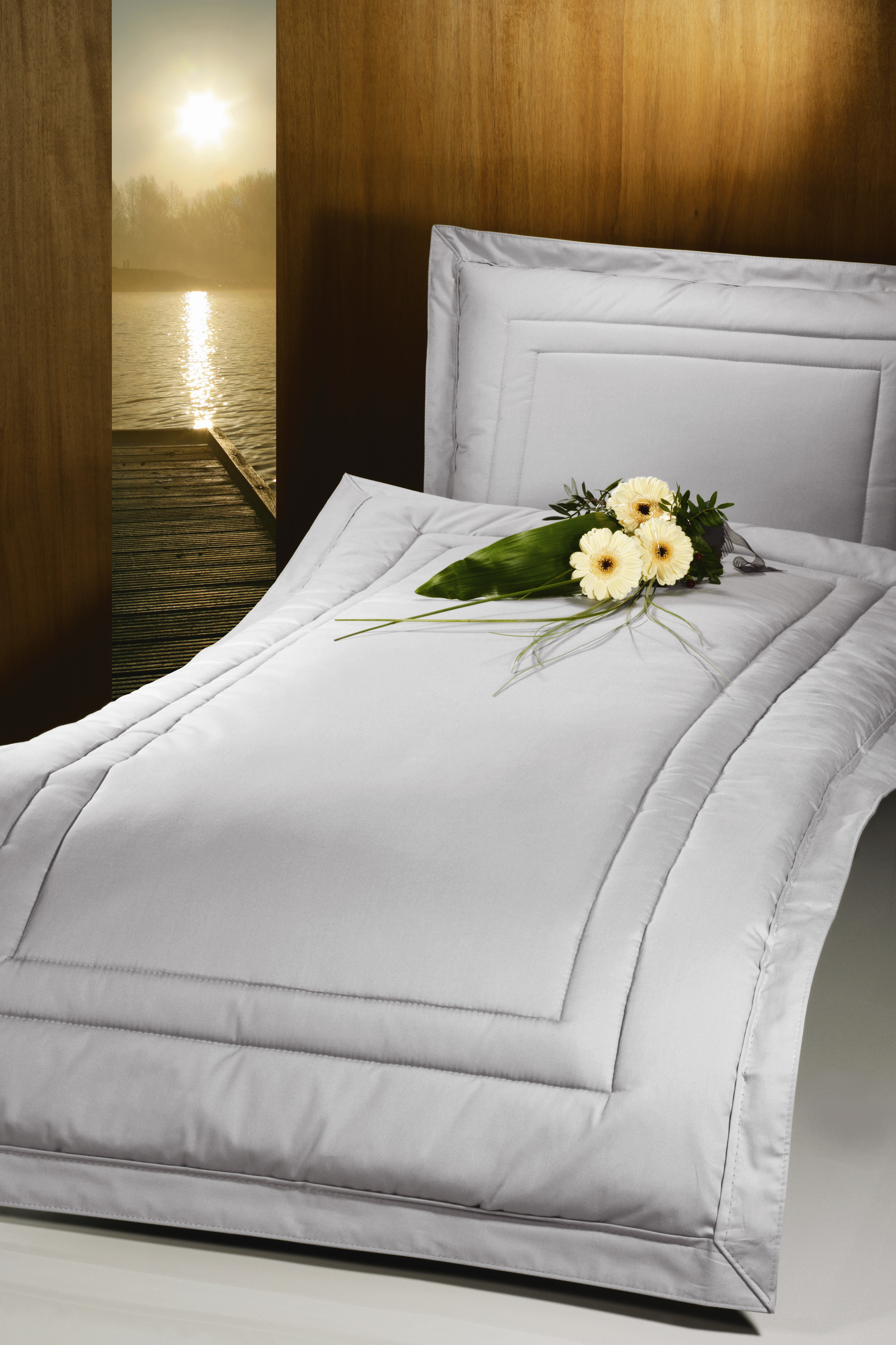 Deckengarnitur 1490 Baumwolle silbergrau, Steg