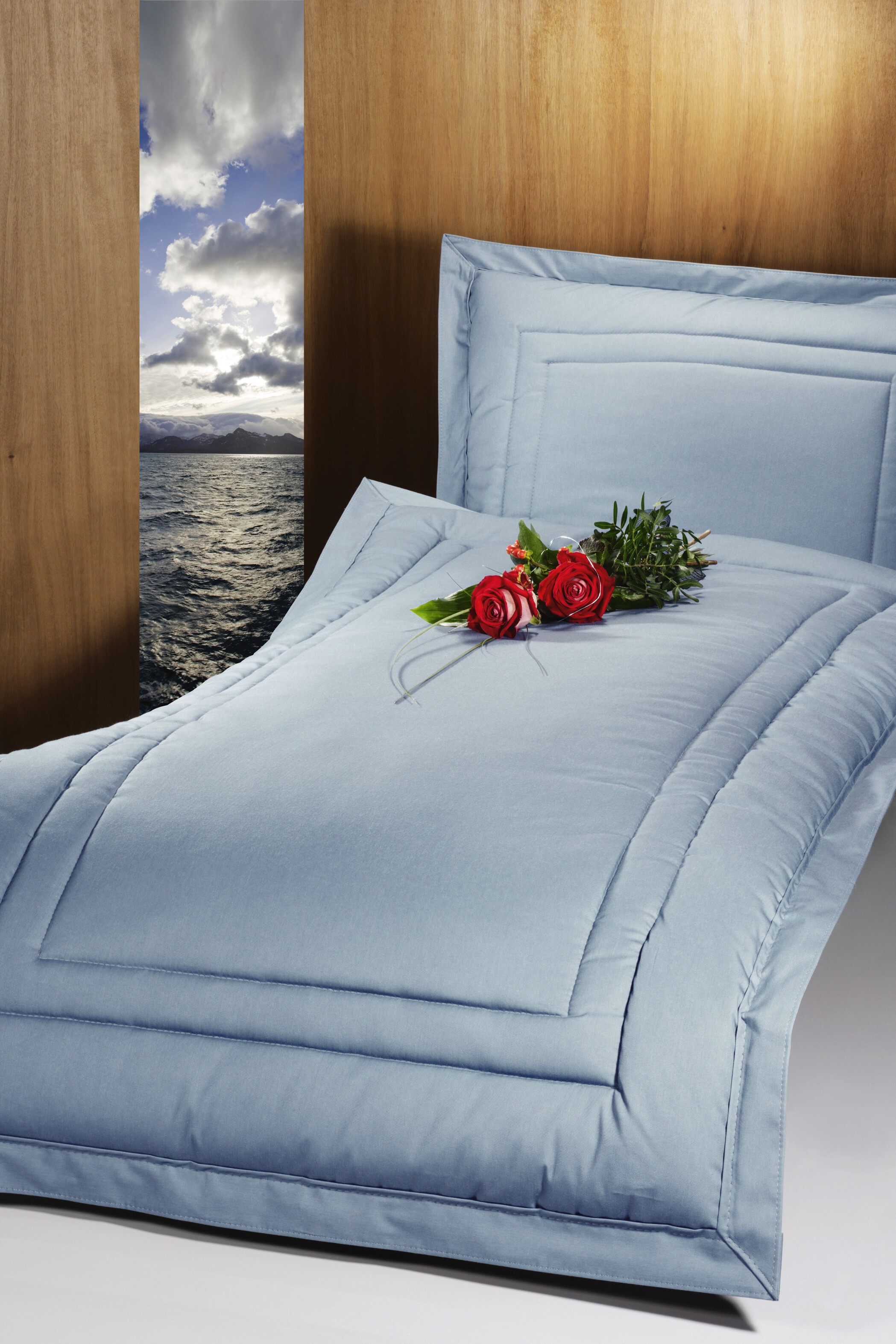 Deckengarnitur 1490 Baumwolle taubenblau, Steg