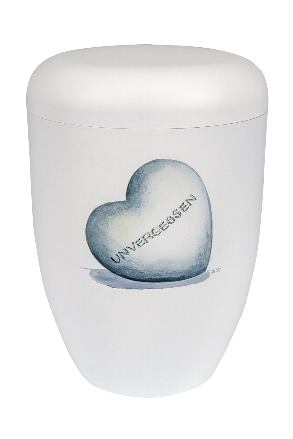 Urne 1653b weiß, Herz "Unvergessen"