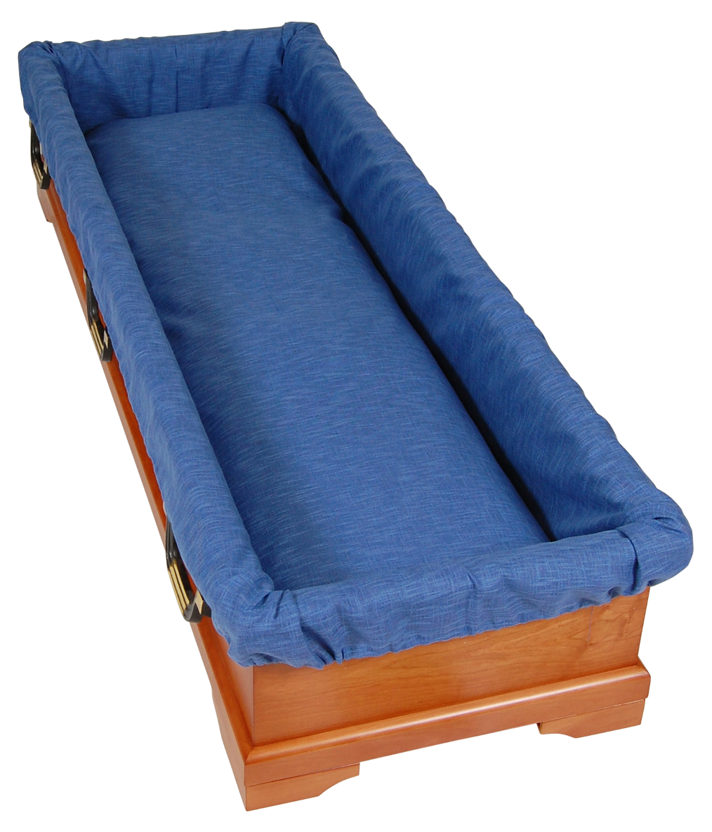 Sarginnenauskleidung Leinen himmelblau 160 x 290 cm mit Jutebandverschnürung