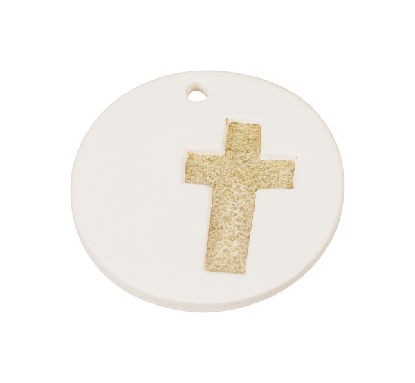 Urnenzusatz 0976 Bio-Keramikanhänger Kreuz