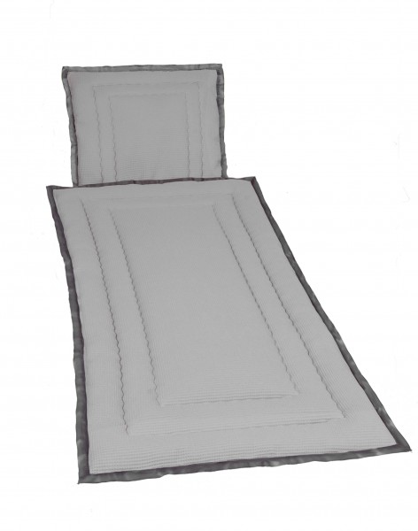 Deckengarnitur 1180 Waffelpique hellgrau, Litze