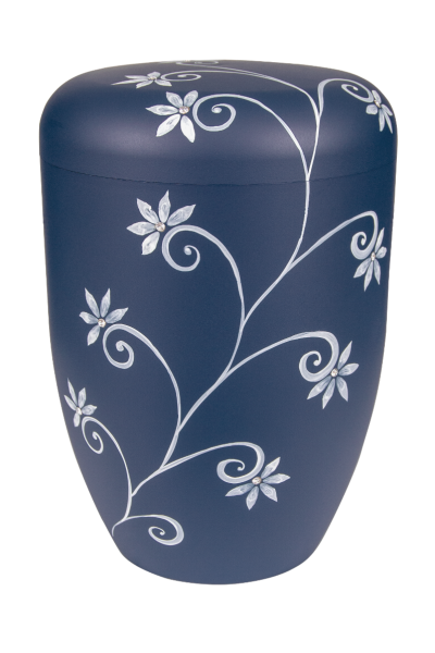 Urne 1557b blaulila, Blumenranke mit Strasssteinen