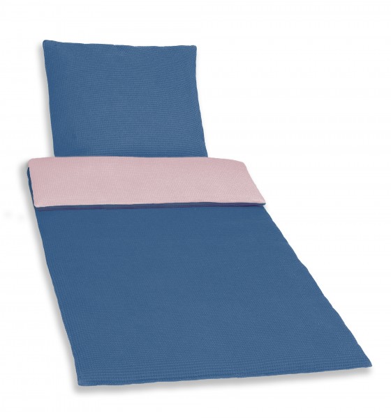 Deckengarnitur 0112 tv Janus Waffelpique rosé/jeansblau