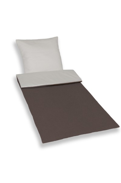 Deckengarnitur 0112 tv Janus elfenbein/Waffelpique anthr.-braun