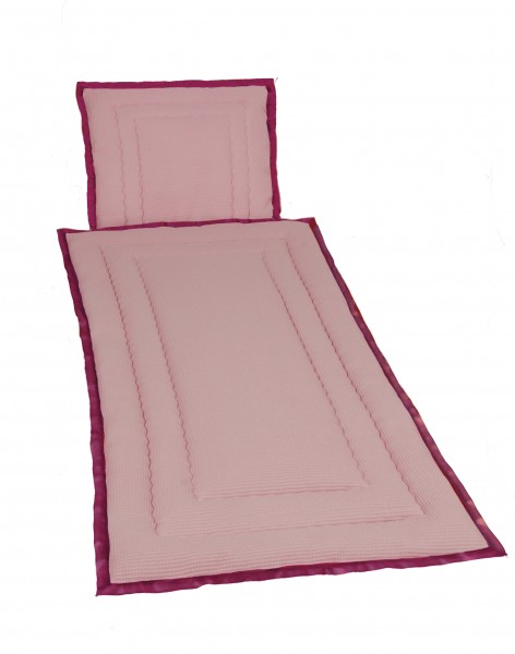 Deckengarnitur 1180 Waffelpique rosé, Litze