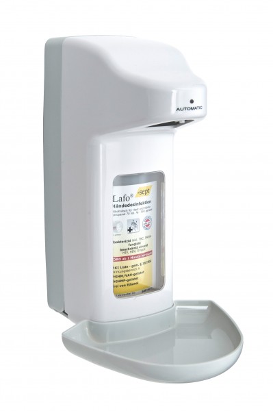 Desinfektionsmittelspender, touchless, für verschiedene Gebinde, max. 1 l, Kunststoff weiß/grau