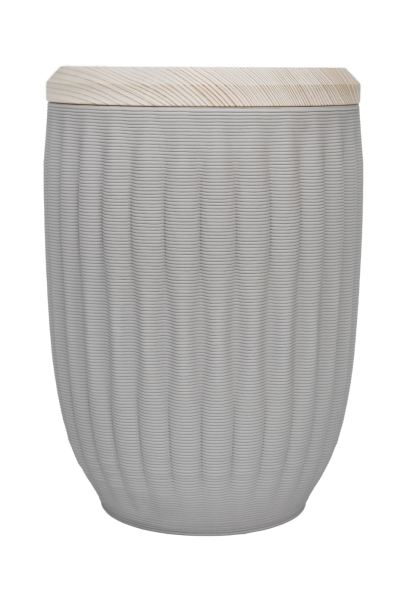 Urne Nr. 77211 Keramik, grau, Struktur: Welle 3D-Druck, Deckel Tanne